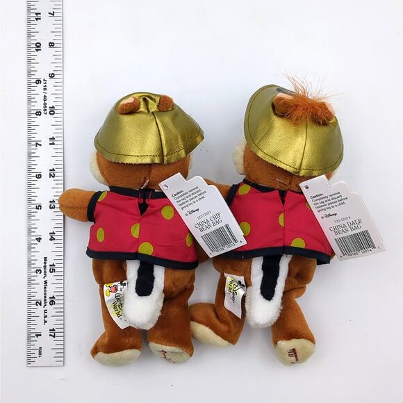 China Chip & Dale 8" Mini Bean Bag Plush Chipmunk Animal Set NWT Disney Store - Picture 3 of 3